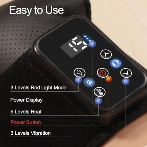 Masgre Red Light Therapy Knee Wrap With Vibration Massage, Cordless Knee Massager With Heat And Vibration For Pain Relief, s For Women Men, Brace For Knee/Joint/Elbow/Shoulder Pain Relief