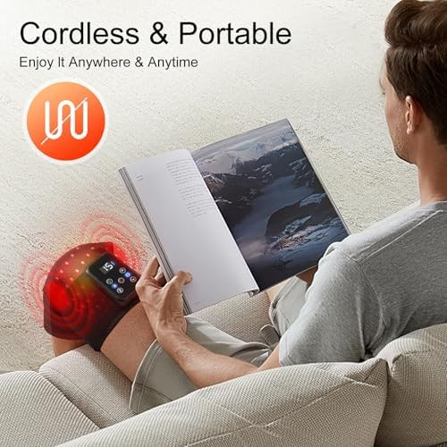 Masgre Red Light Therapy Knee Wrap With Vibration Massage, Cordless Knee Massager With Heat And Vibration For Pain Relief, s For Women Men, Brace For Knee/Joint/Elbow/Shoulder Pain Relief