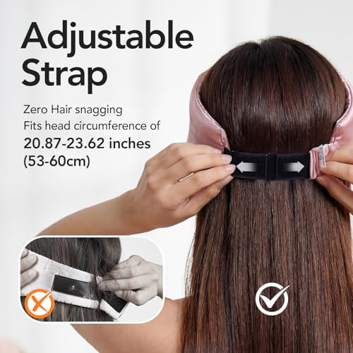 Litbear Silk Sleep Mask For Women, Adjustable 100% Mulberry Silk Sleeping Eye Mask For Side Sleeper, Total Blackout Eye Cover For All Night Sleep, Travel, Office, Or Napping (Pink)