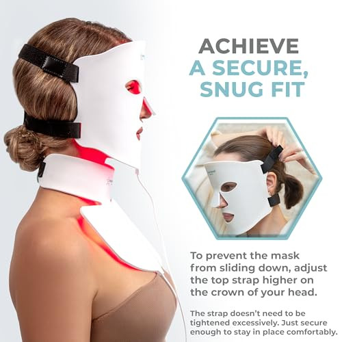 Nourished Bodynskin Led Light Therapy Face & Neck Mask - Facial Skin Care Device - 7 Colors Red & Blue - Rejuvenation, Anti-Aging Product For Wrinkles