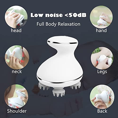 Mxm2Mxm Electric Scalp Massager With Red Light Therapy,Waterproof Head Massager With 108 Nodes,4 Modes,Wireless Charging To Relieve Deep Tissue Pressure