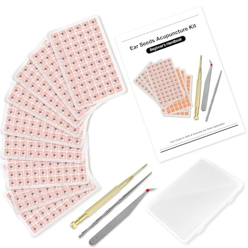 Goclimber Ear Seeds Acupuncture Kit, Auricular Sticker Kit With Ears Seed, Acupressure Ear Chart, Acupuncture Pen, Tweezers 1080Pcs