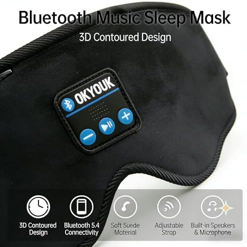 Okyouk 2026 New Sleep Headphones Pro | Built-In White Noise Sleep Mask,75G Ultra-Light Bluetooth Eye Mask For All Face Shapes, Zero-Pressure Fit, Breathable Bamboo, 100% Blackout For Deep Sleep & Travel