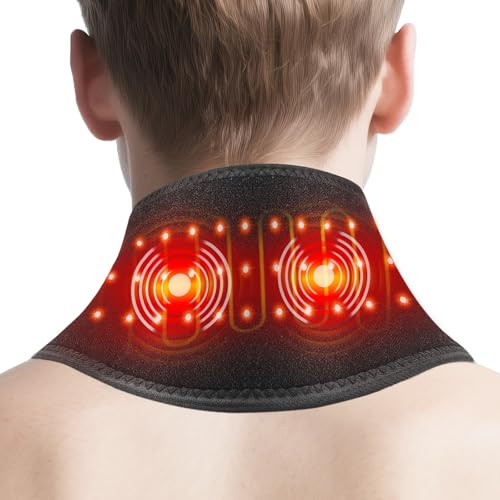 Rohvemj Cordless Neck Massager With Heat, Red Light Therapy For Neck, Neck Heating Pad For Pain, Heated Neck Wrap, 660Nm 850Nm, Fsa Eligible Hsa, Heated Neck Massager, 3000Mah Battery, Black