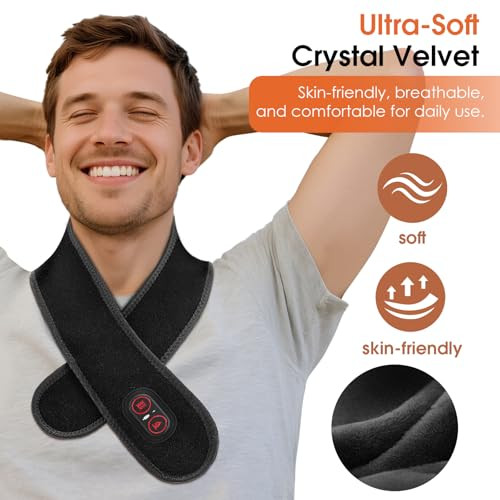 Rohvemj Cordless Neck Massager With Heat, Red Light Therapy For Neck, Neck Heating Pad For Pain, Heated Neck Wrap, 660Nm 850Nm, Fsa Eligible Hsa, Heated Neck Massager, 3000Mah Battery, Black