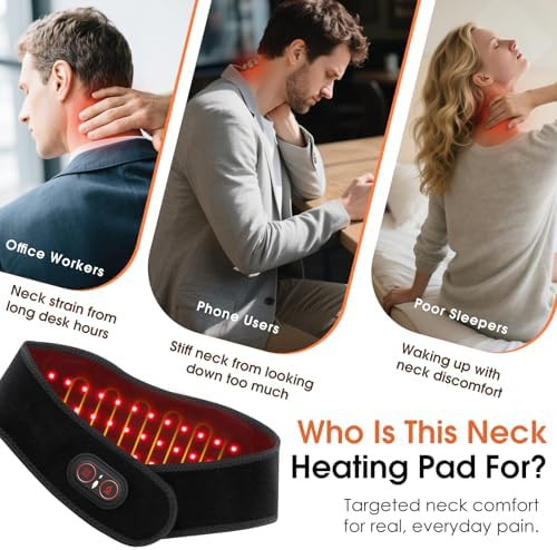 Rohvemj Cordless Neck Massager With Heat, Red Light Therapy For Neck, Neck Heating Pad For Pain, Heated Neck Wrap, 660Nm 850Nm, Fsa Eligible Hsa, Heated Neck Massager, 3000Mah Battery, Black