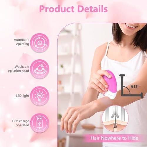 Morbex Green Epilator For Women, Smooth Glide Epilator Facial Hair Remover For Women With 2 Speed & Led Light, Electric Facial Hair Removal Suitable For Face, Bikini Areas, Underarms, Arms, Legs