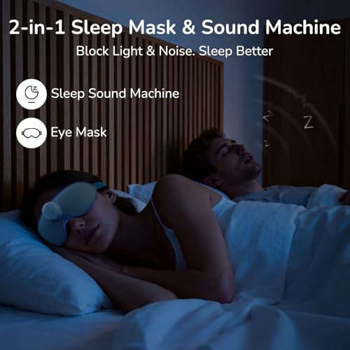 Housbay Sound Machine With Eye Mask For Sleeping, Nap & Bedroom, Blocks Snores & Prevents Early Wake-Ups For Light & Noise Sensitive Sleepers, Ice Blue