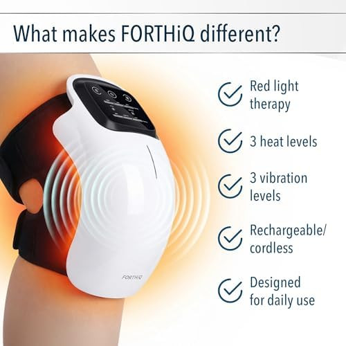 Forthiq Knee Massager Smart For Pain Relief With Heat And Red Light Therapy, 2026 Updated Edition, Relax Tight Muscles, Ideal For Men & Women, Fsa-Hsa Eligible