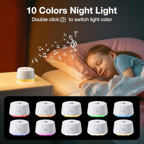 Leicex Sound Machine White Noise Machine - 30 Soothing Sounds, 10 Colors Night Light, Rechargeable Battery- Travel Portable Sound Machine For Sleep Baby Adults, Perfect Sleeping Companion