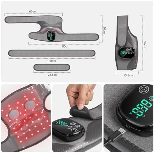 Galax Pro Knee Electric Massager With Heat, Cordless Heated Knee Massage For Pain Relief With 3 Heating Levels, 6 Vibration Modes, Led Screen & Adjustable Strap