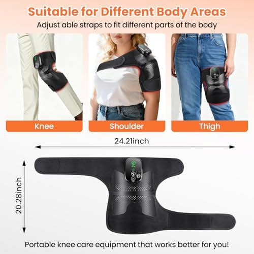 Romyse Knee Massager With Heat & Vibration, Red Light Knee Brace, 5000Mah Cordless Electric Heated Knee Wrap For Knee/Elbow/Shoulder, With Scheduled Shutdown