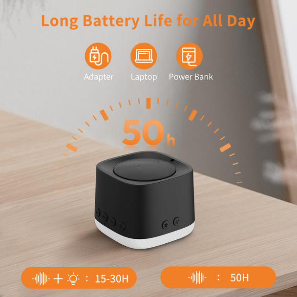 Homebest Portable Sound Machine,Mini Travel White Noise Machine For Sleeping With Breathing Night Light, 16 Soothing Sounds, Timer, Rechargeable Brown Noise Sound Machine For Sleep,Adults,Office Privacy(Black)