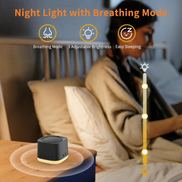 Homebest Portable Sound Machine,Mini Travel White Noise Machine For Sleeping With Breathing Night Light, 16 Soothing Sounds, Timer, Rechargeable Brown Noise Sound Machine For Sleep,Adults,Office Privacy(Black)