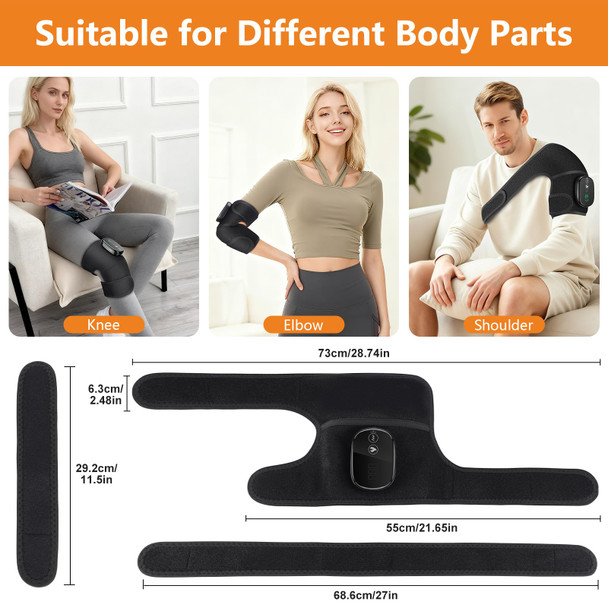 Edifolly Cordless Knee Heating Pad, Knee Massager With Heat And Vibration, Rechargeable Heated Knee Brace With 3 Heat Levels And 3 Massage Modes