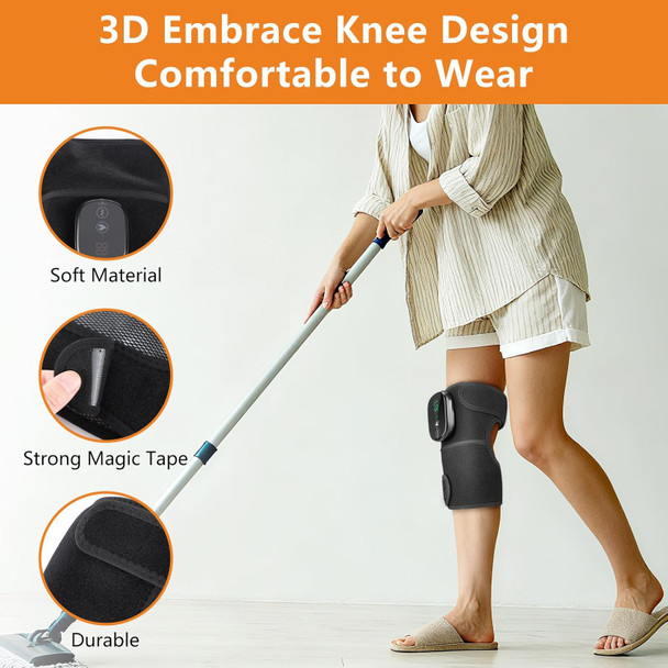 Edifolly Cordless Knee Heating Pad, Knee Massager With Heat And Vibration, Rechargeable Heated Knee Brace With 3 Heat Levels And 3 Massage Modes