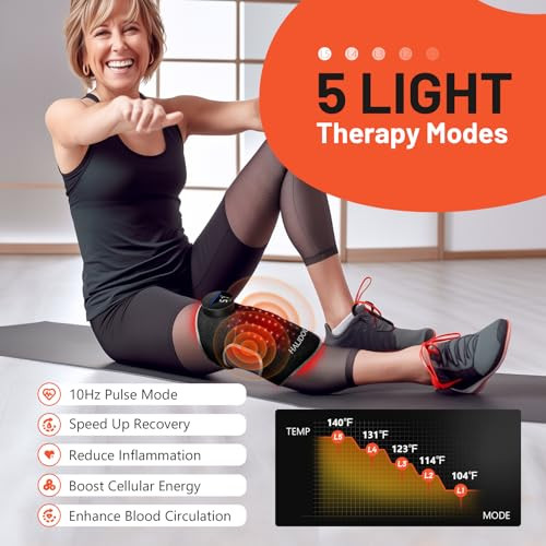 Halidodo Red Light Therapy & Vibration Massage Knee Brace - Wireless Rechargeable Controller, 660Nm & 850Nm Red Light Therapy Heated Device For Knee/Joint/Elbow/Shoulder.