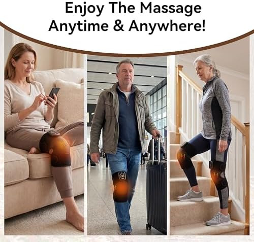 Ltnile Electric Cordless Knee Massager With 3 Heat 3 Vibration,3-In-1 Knee Heating Pad For Pain Relief,Arthritis,Auto-Off Timer, Knee Brace For Shoulder Elbow, Ideal s For Men Women Dad Mom(Black,Pair)