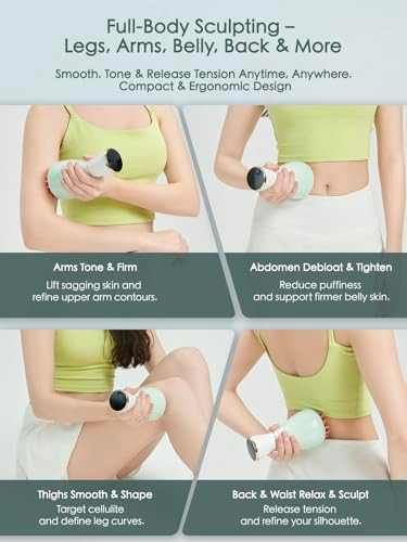 Feejoy Lymphatic Drainage Massager & Massage Tool, Body Sculpting Machine & Fascia Blaster For Cellulite With Microcurrent, Light, Heat & Vibration, For Legs, Arms & Belly (Gradient Green)