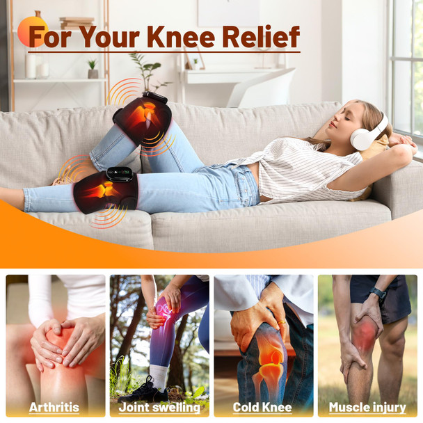Langskip'S Cordless Knee Heating Pad,3 In 1 Rechargeable Heated Knee Brace,3 Heat Levels And 3 Massages,Elbow & Shoulder For Arthritis Pain Relief,Electric Supports Wraps For Joint,s For Men Women 2Pcs