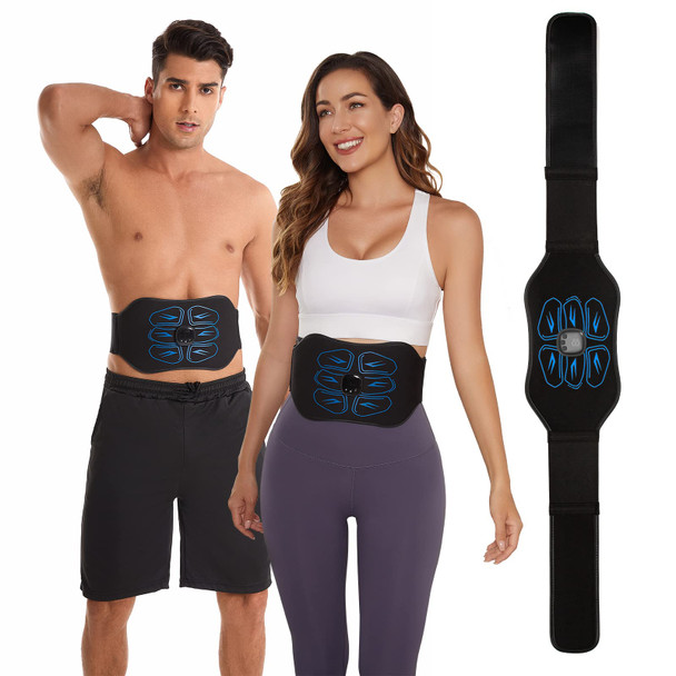 Igavcpm Abs Stimulator Muscle Toner - Fda Cleared - Abdominal Training Belt Portable Sport Exercise Workout Equipment Home Office (Black Blue)