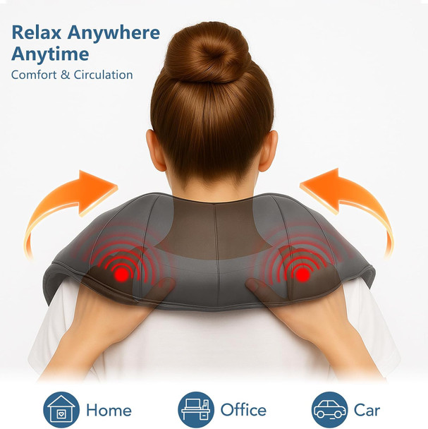 Magicmakers Neck Massager For Pain Relief Deep Tissue With Heat - Shiatsu Back And Shoulder Massage, Mothers Day s For Mom Wife Women Her, Dad Men Him, Christmas, Fathers Day, Plug-In Use For Home Office Car