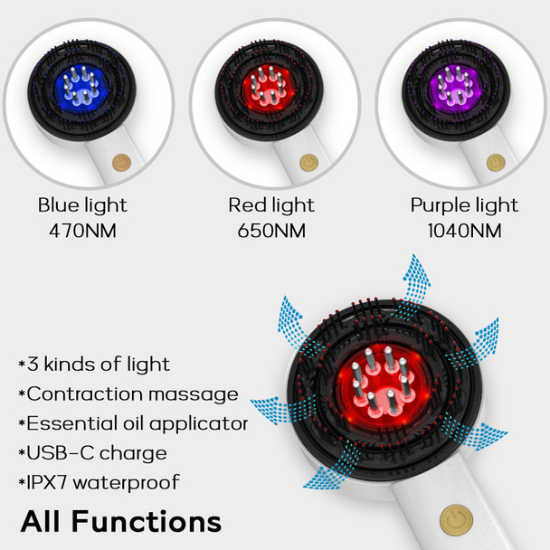 Gomoobeads 3 In 1Hair Scalp Massager - Oil Applicator Scalp Care Brush, Portable For Men & Women, Ipx7 Waterproof Electric Scalp Brush