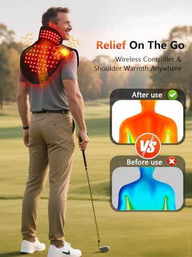 Halidodo Red Light Therapy For Neck Shoulder With Heat & Massage, 5000Mah Controller Infrared Light Pad With 118 Leds, Timer & Pulse Modes, Portable Design For Upper Back, Shoulder, Neck, Last 175-190Mins