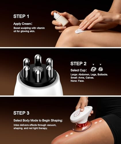 Inteo 3 In 1 Face & Body Sculpting Machine Rechargeable Beauty Device For Body Contouring Cellulite Massager Tool With Red Light Therapy For Home Spa Or Travel Self-Care