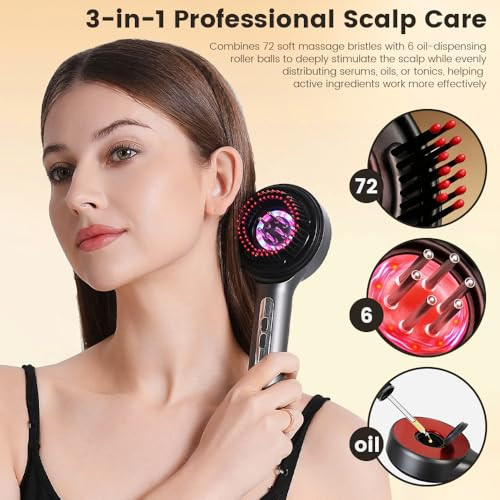 Homebeyond Electric Scalp Massager, 3-In-1 Hair Oil Applicator Ipx7 Waterproof, Gentle Scratching & Kneading, Portable Scalp Brush For All Hair Types