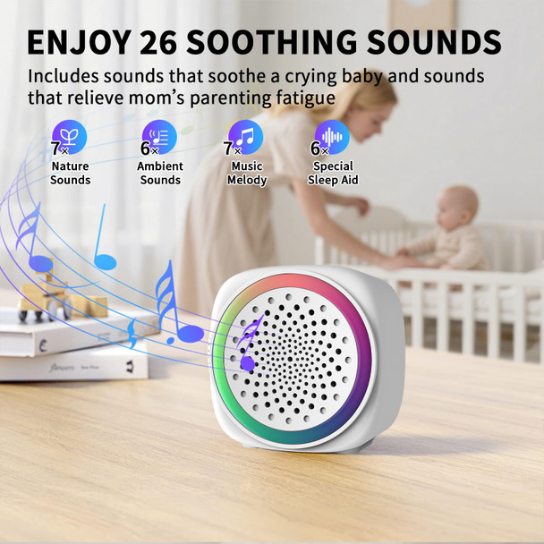 Reglowlife Sleep Better Anywhere ' portable White Noise Machine For Baby & Adults 26 Non-Looping Sounds Travel Sleep Sound Machine With Night Light Timer Compact For Bedroom Office Camping Cruise