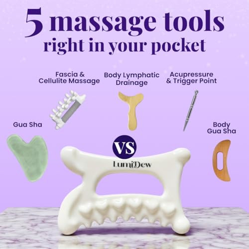 Lumidew Ceramic Guasha Tool For Face & Body - Lymphatic Drainage Massager, Face Sculpting Tool, Jawline Shaper & Double Chin Reducer - Self Care s