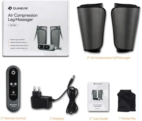 Quinear Air Compression Leg Massager For Circulation & Pain Relief, Calf Massagers With 2 Modes & 3 Intensities, Sequential Compression Device (Scd) For Rls, Edema, Fsa-Hsa - Ideal