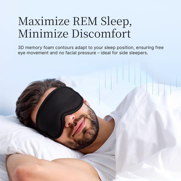 Nox Sleep 3D Sleep Mask For Men, 100% Blackout Eye Mask For Sleep, Ice Silk Adjustable Sleeping Mask For Side Sleepers, Soft Breathable Blindfold, Perfect Sleep Mask For Travel & Women (Black)