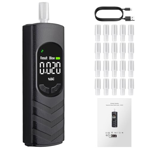 Proster Dual-Sensor Portable Breathalyzer With Voice Prompts & 20 Mouthpieces - Rechargeable Digital Alcohol Tester Professional Accuracy, Fast 4-Second Results For Personal & Workplace Use