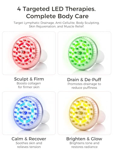 Huxerol Lymphatic Drainage Massager, Cellulite Massage Tool & Body Sculpting Machine With 4-Color Light, Pulse, Heat & Vibration For Body, Arms & Legs