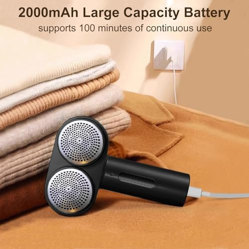 Handzee Power Fabric Shaver , Professional Pilling Remover , Dual-Head Electric Lint Remover 2Nd Gear Adjustable Speed , 6 Blades Large Fuzz Pill Remover For Clothes Sweater Couch Furniture