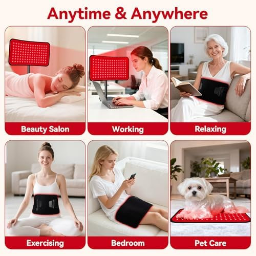 Puroth Red Light Therapy For Face Body, 2-In-1 Red Light Panel Device With Belt, 660Nm & 850Nm Near Infrared Light Therapy Lamp With Remote Control, 5 Adjustable Brightness & Timer, For Women Men