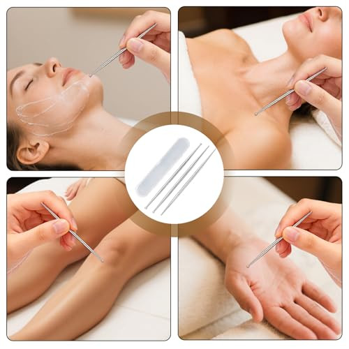 Gblckadof Reflexology Tools,Stainless Steel Acupuncture Pen,Portable Ear Seeds Acupuncture Kit,Facial Reflexology Tool Pressure Muscle Release For Feet, Legs, Neck, Back Deep Tissue 3 Pcs