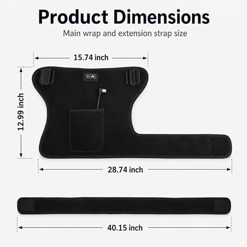 Moncavill Hip Brace With Heat And Vibration, Adjustable Heating Pad For Hip Wearable Support Wrap 3 Vibration Massage Modes
