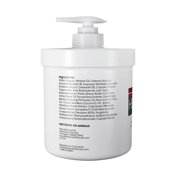 Advanced Clinicals Hemp Seed Lotion. Hemp seed oil cream for dry, rough skin with Rosehip Oil, and Vitamin E. Large spa size 16oz cream with pump. (16 Fl Oz (Pack of 1))