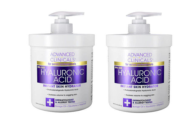 Advanced Clinicals Hyaluronic Acid Moisturizer Lotion Skin Care Cream For Face, Body, Hands. Skin Firming Lotion For Instant Skin Hydration, Crepey Skin, & Dry Skin, Large Spa Size (Pack of 2)