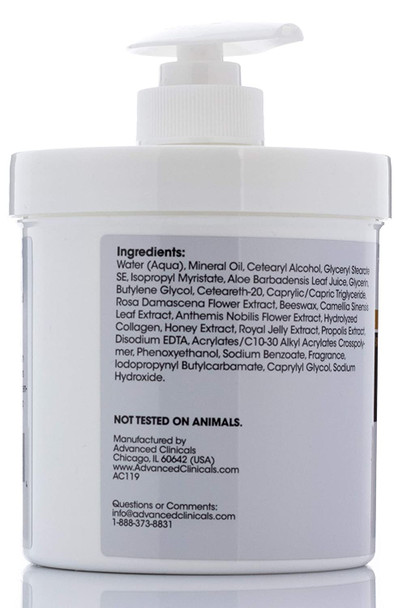 Advanced Clinicals Manuka Honey Cream for Extremely Dry, Aging Skin For Face, Neck, Hands, and Body. Spa Size 16oz (16 Ounce (Pack of 1))