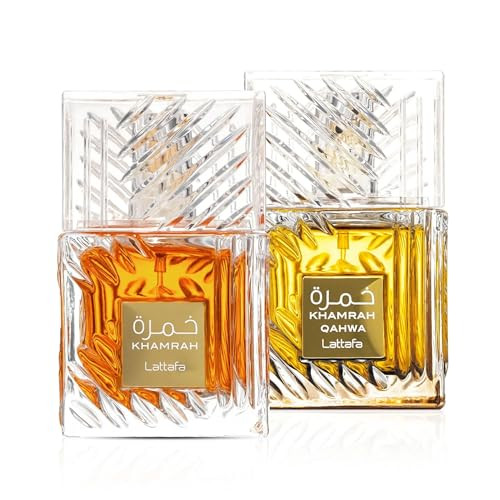 Lattafa Khamrah & Khamrah Qahwa Eau De Parfum Unisex 3.4 Fl Oz | Long-Lasting Arabic Perfume For Men & Women | Luxury Fragrance Set | Spicy Sweet & Woody Scent