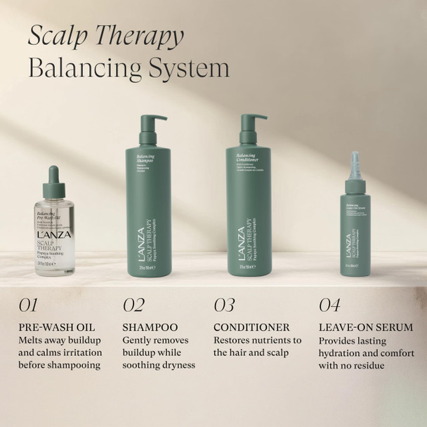 L'anza Scalp Therapy Balancing Shampoo For Damaged Hair & Sensitive Scalps Soothes Dryness Moisturizing Removes Buildup Gentle Daily Cleanse Leaves Hair Soft Color Safe Sulfate Free (32 Fl Oz)