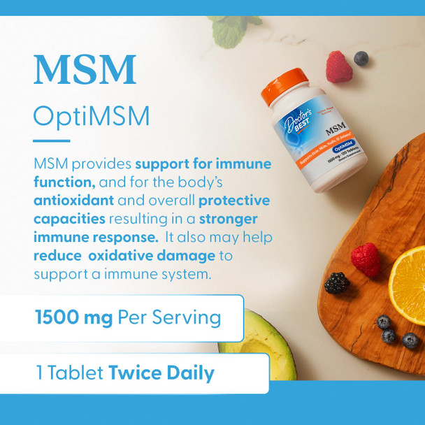 Doctor's Best MSM Supplement 1500mg, 120 Tablets  for Men & Women