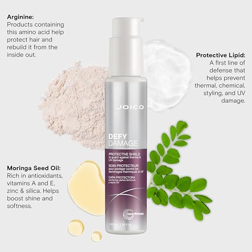 Defy Damage Protective Shield | For Damaged Color-Treated Hair | Protect Against Uv & Thermal Damage | Strengthen Bonds & Preserve Hair Color | With Moringa Seed & Arginine | 3.38 Fl Oz (Pack Of 2)