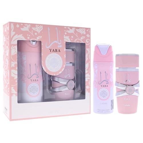 Lattafa Yara Set 2 Piece | Heliotrope Orchid Tangerine Gourmand Accord And Tropical Fruits | Black Pepper Pinapple Tobacco Amber Vanilla Dry Woods Benzain Labdanum