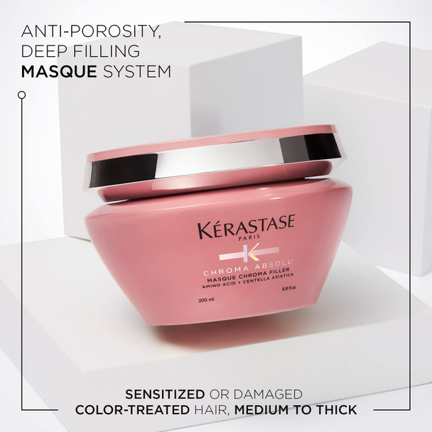 Kerastase Chroma Absolu Anti-Porosity Deep-Filling Hair Mask For Damaged And Color-Treated Hair - Strengthens And Hydrates With Amino & Lactic Acid