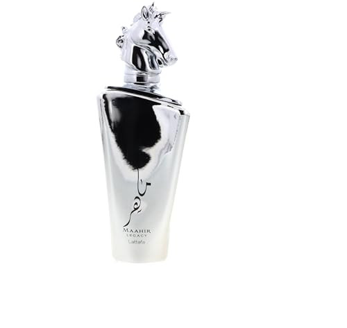 Lattafa Maahir Legacy Fresh Aromatic Woody Amber Eau De Parfum Spray Long-Lasting Fragrance For Men 3.40 Ounce / 100 Ml